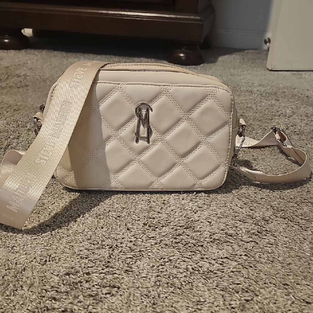 Steve Madden Cream Quilted Crossbody Bag